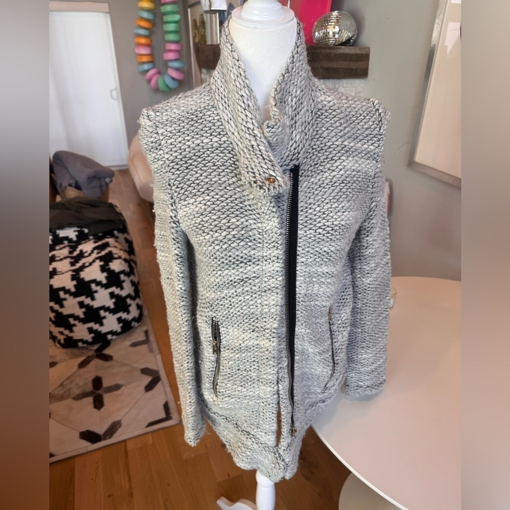 IRO Gray Black Sweater Jacket Size 8